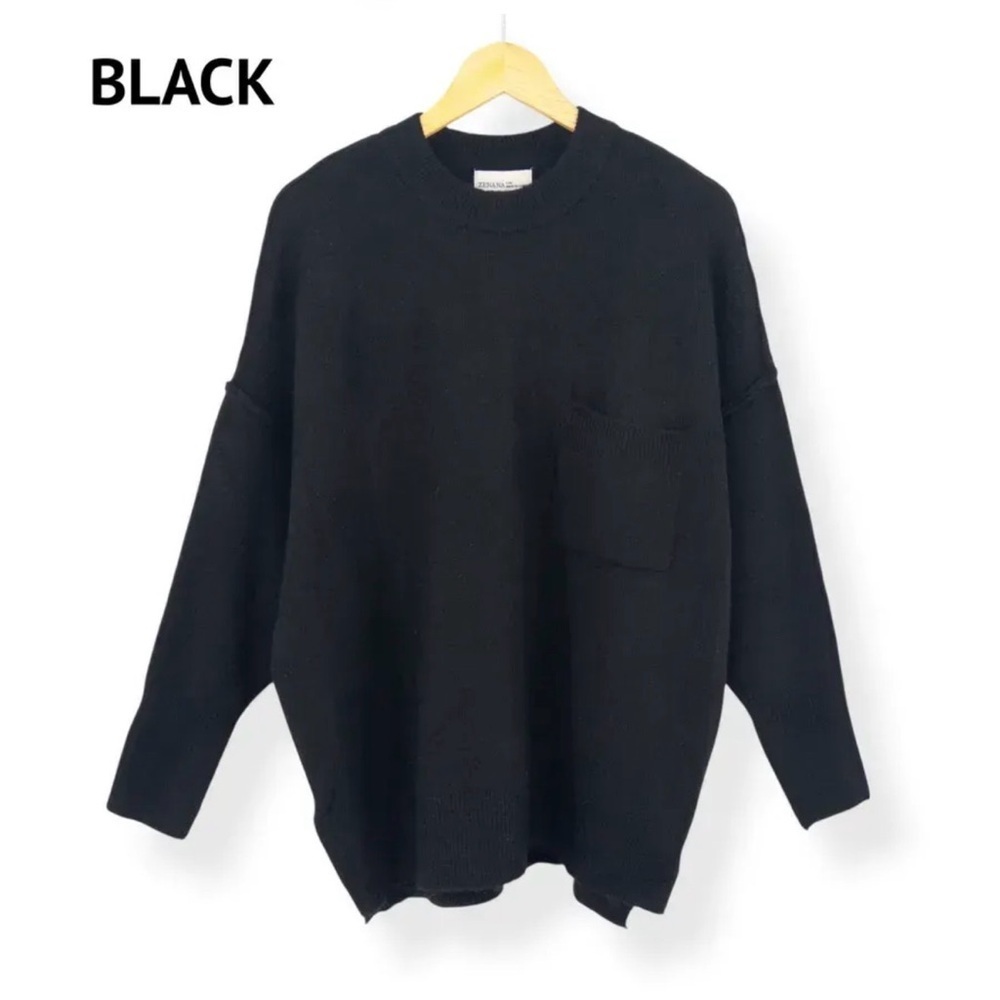 Zenana Oversized Sweater with Pocket Melange Hi Lo Sweater
BLACK- S/M